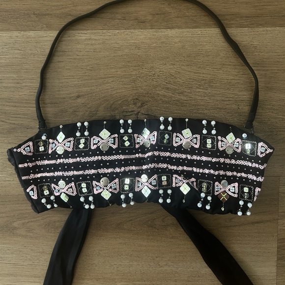 Victorias Secret Vintage Black Sequin & Beaded Bikini Top –EUC - Picture 5 of 8